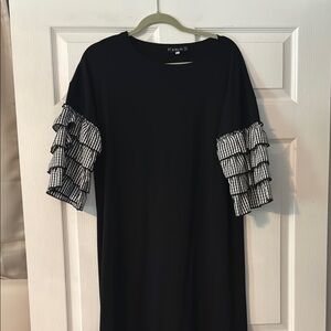 Black Dress with Ruffled Sleeves